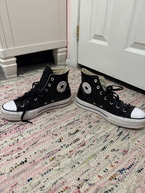 Women’s Black Leather Platform Converse